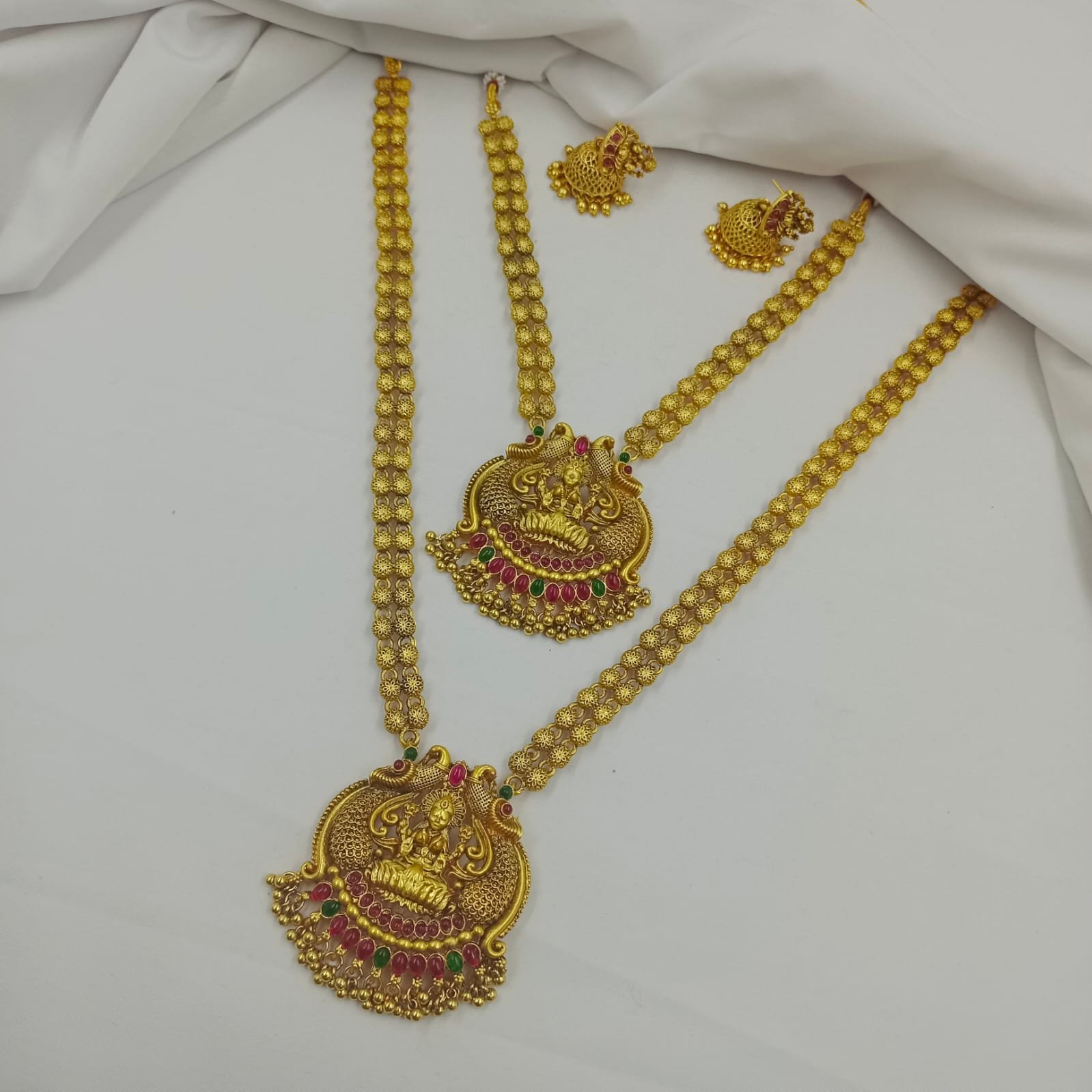 WhatsApp Image 2024-11-02 at 4.48.36 PM (1) Temple Design Multi Color Matte Finish Combo Jewelry Set