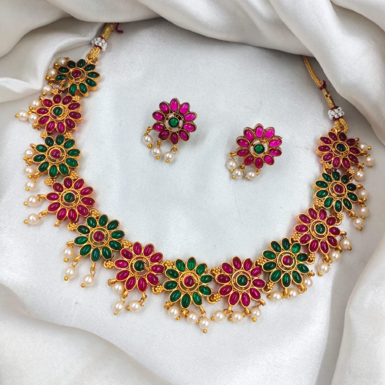 WhatsApp Image 2024-11-03 at 6.46.12 PM (2) premium quality matte finish necklace set - Image 1